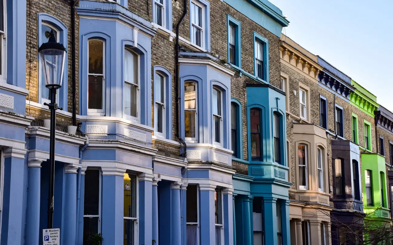 Painted Victorian terraces in London