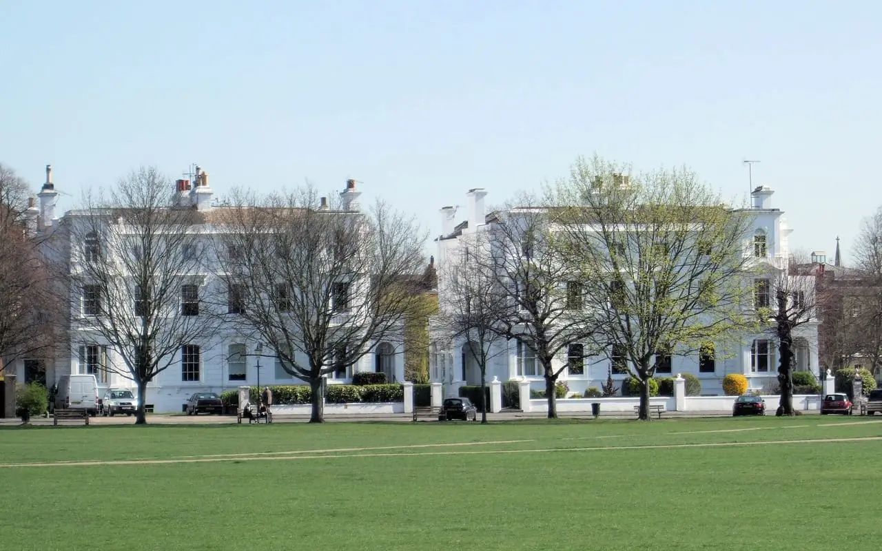 Houses beside Richmond Green, London